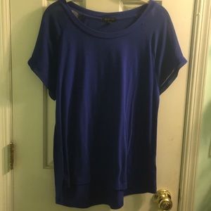 Blue top with shear sleeves